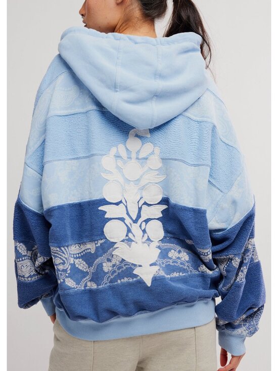 FP Movement by Free People Tops - FP MOVEMENT Final Call Bandana Logo Hoodie / Blue Indigo Combo